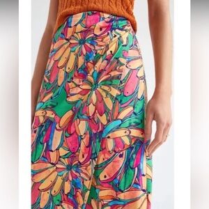 NWOT FARM Rio Anthropologie Vibrant Floral Tropical Maxi Faux Wrap Skirt